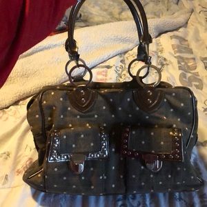 Brown with tan polka dots purse and wallet